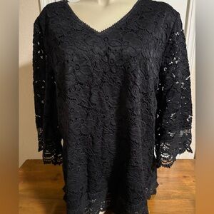 Lauren Michelle Black Lace Blouse